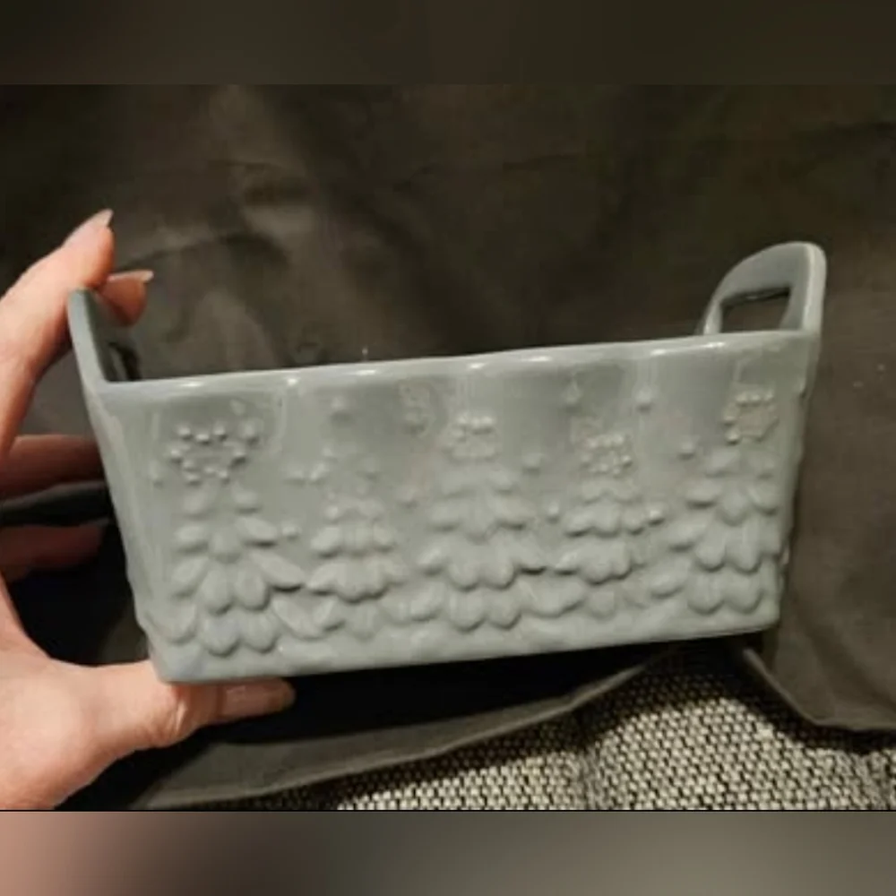 2 Temp-tations 12 oz Special Edition Ceramic Loaf Pans Mint & Grey